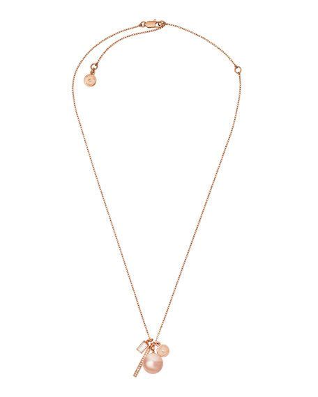 michael kors modern classic mixed charm necklace rose golden women's